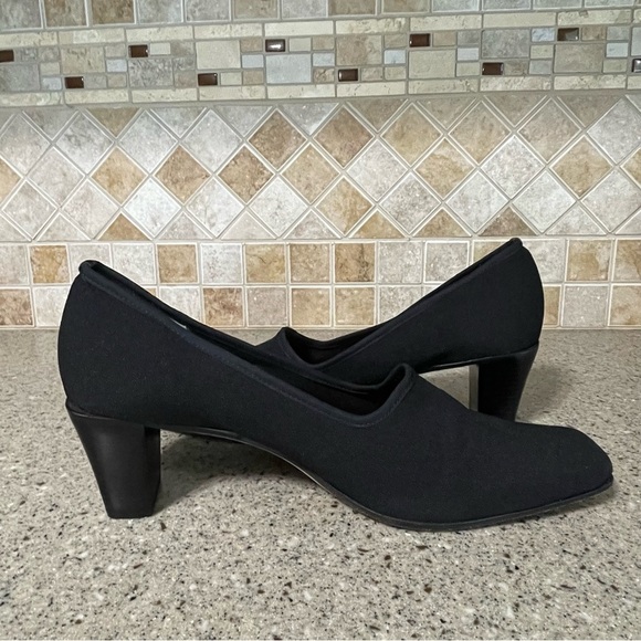 Pancaldi Women’s Square Toe Vintage Black Stretch Fabric Heel Size 10B - Picture 6 of 9